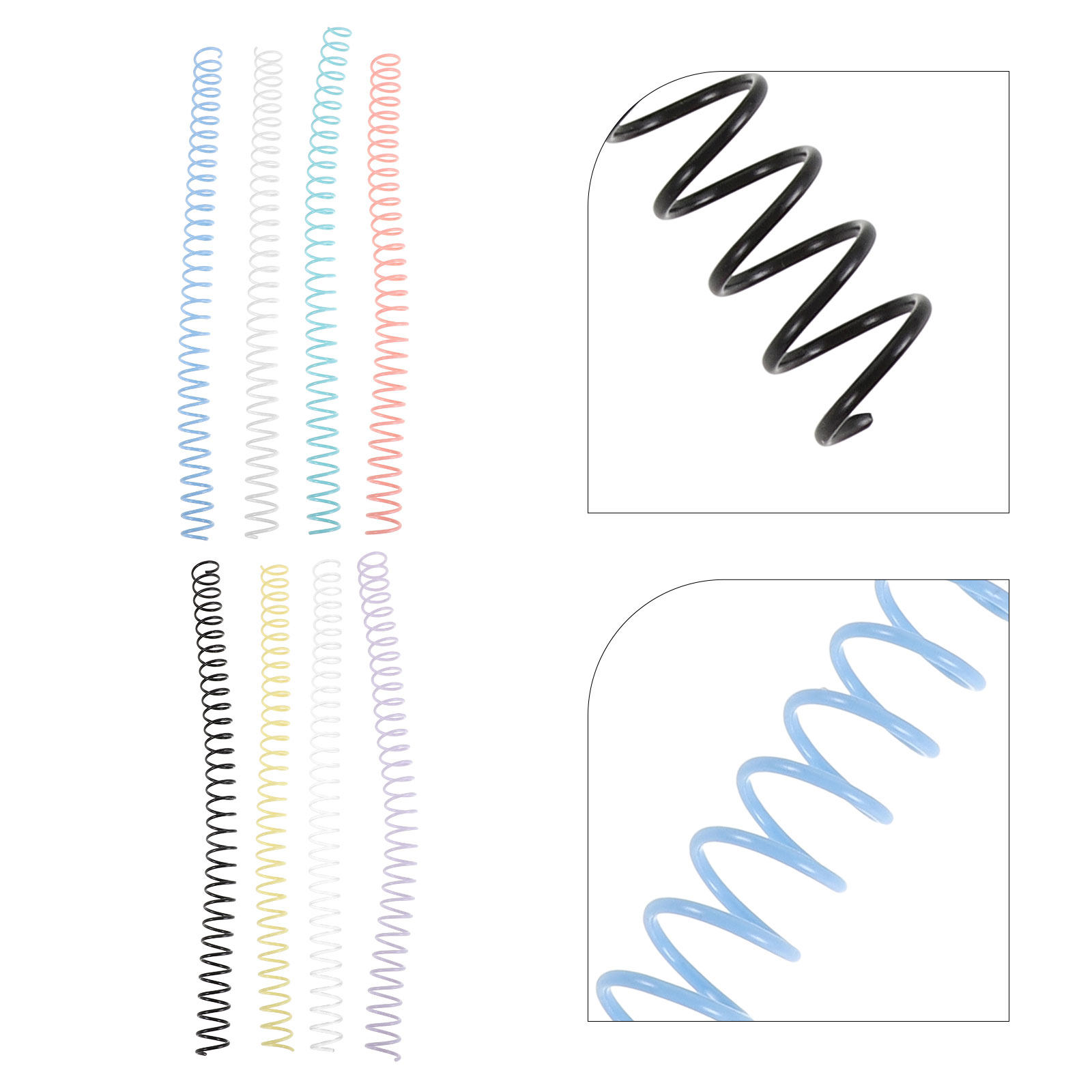 Binding Comb Plastic - 8개 플라스틱 나선형 바인딩 코일, 다채롭고