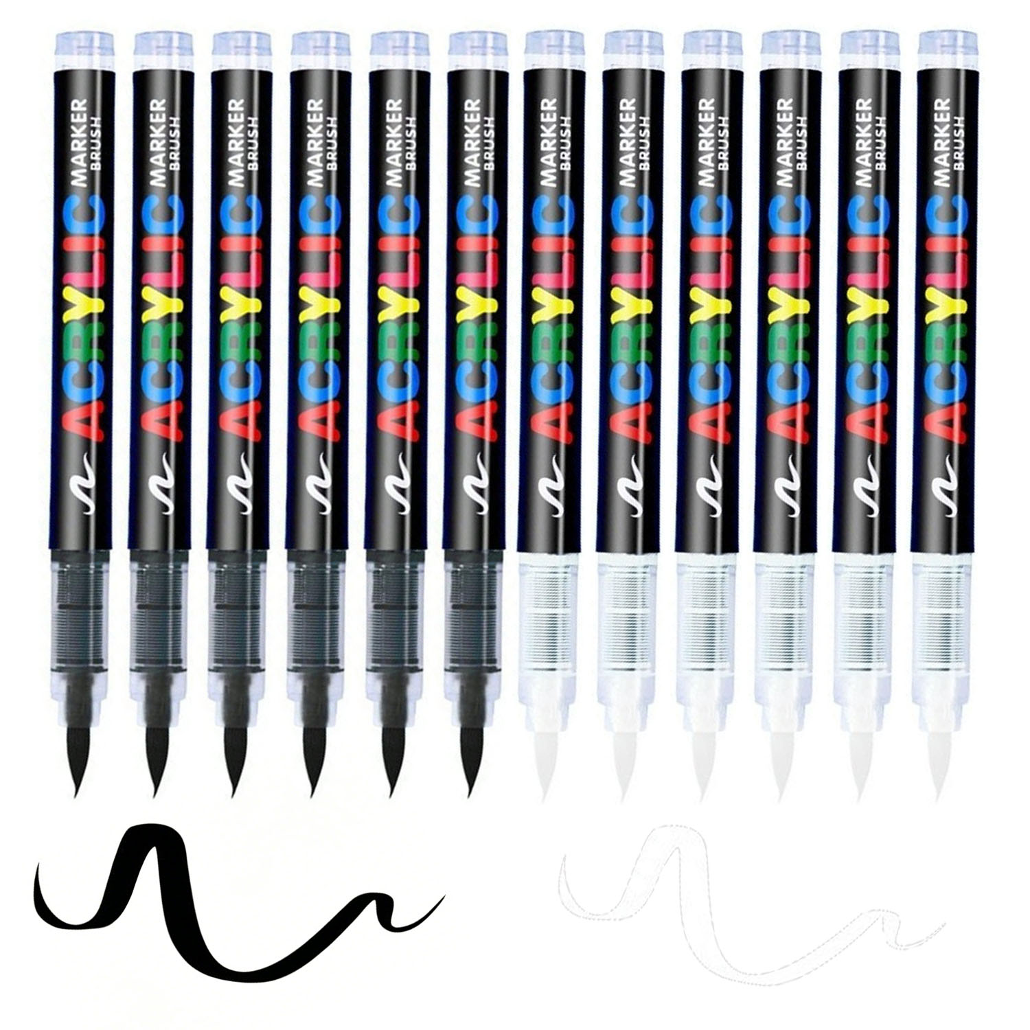 Whiteboard Marker Set - 12개 블랙/화이트 프리미엄 소프트 팁 아크릴