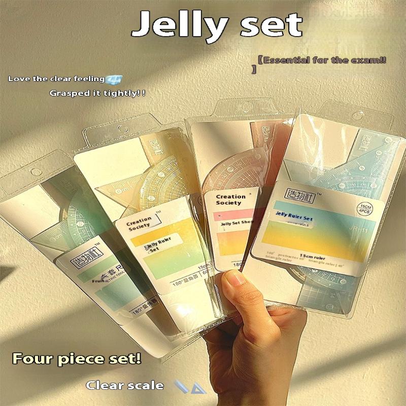 Ruler Set Transparent - 4개 세트 15CM 젤리 자 세트