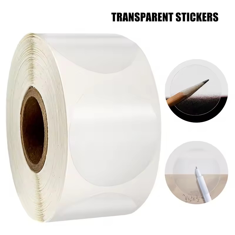 Sticker Label Roll - 투명 원형 스티커 자체 접착 씰링