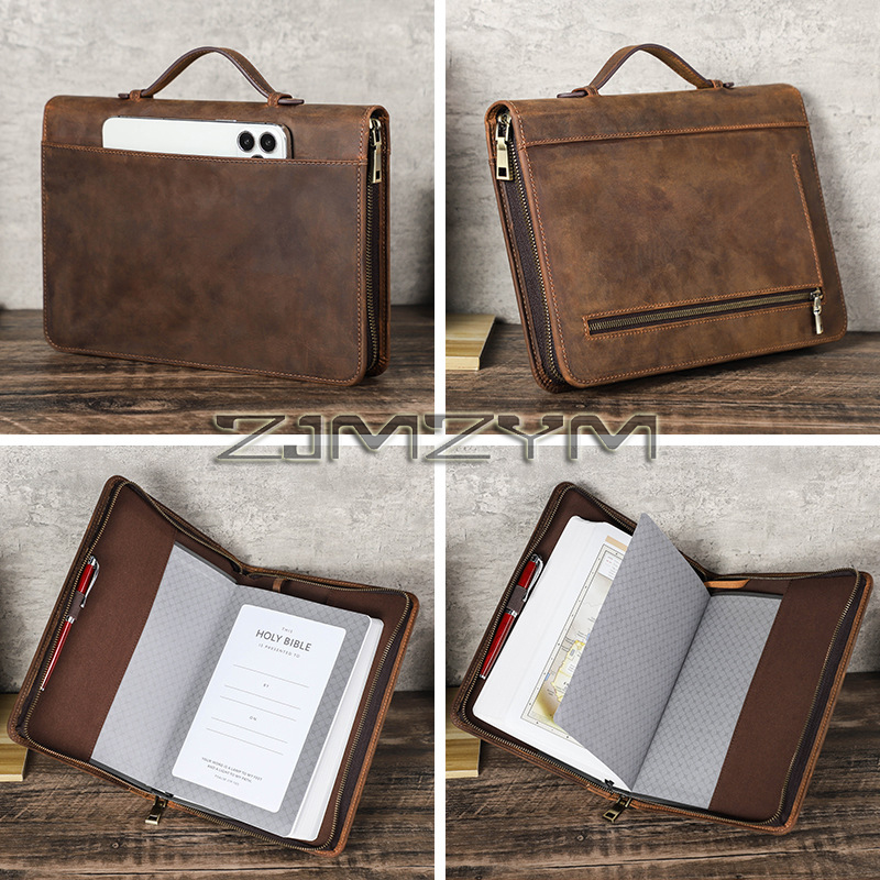 레트로 가죽 노트북 커버 케이스 수제 지퍼 휴대용 가죽 - Office Stationery And Supply 리뷰 및 가격