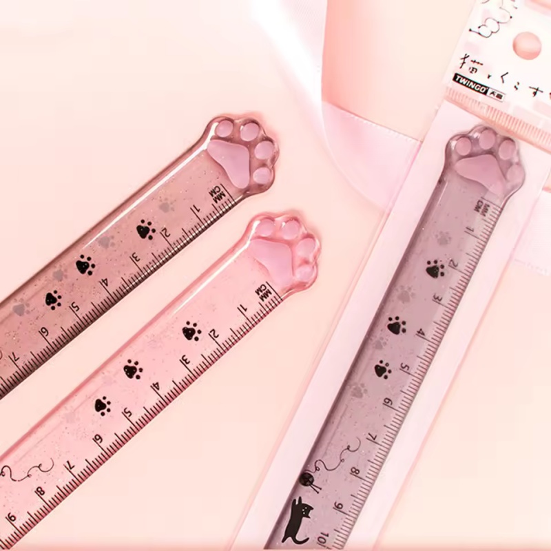 1Pcs 고양이 발 디자인 눈금자 측정 그리기 기능 학 - Ruler Set Transparent 리뷰 및 가격
