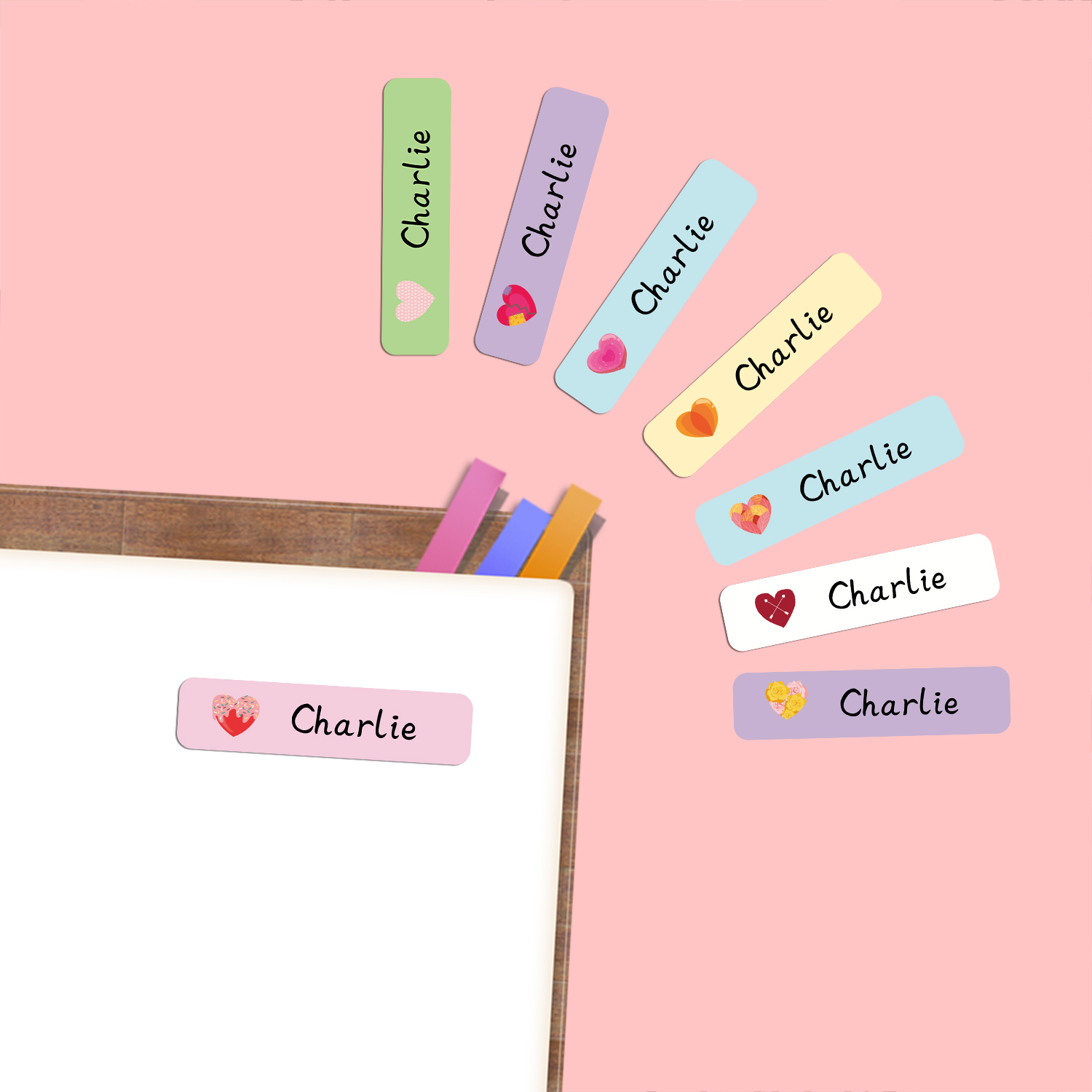 개인화된 하트 모양 이름표 스티커 방수 라벨 학교 용품 - Stationery Supplier 리뷰 및 가격