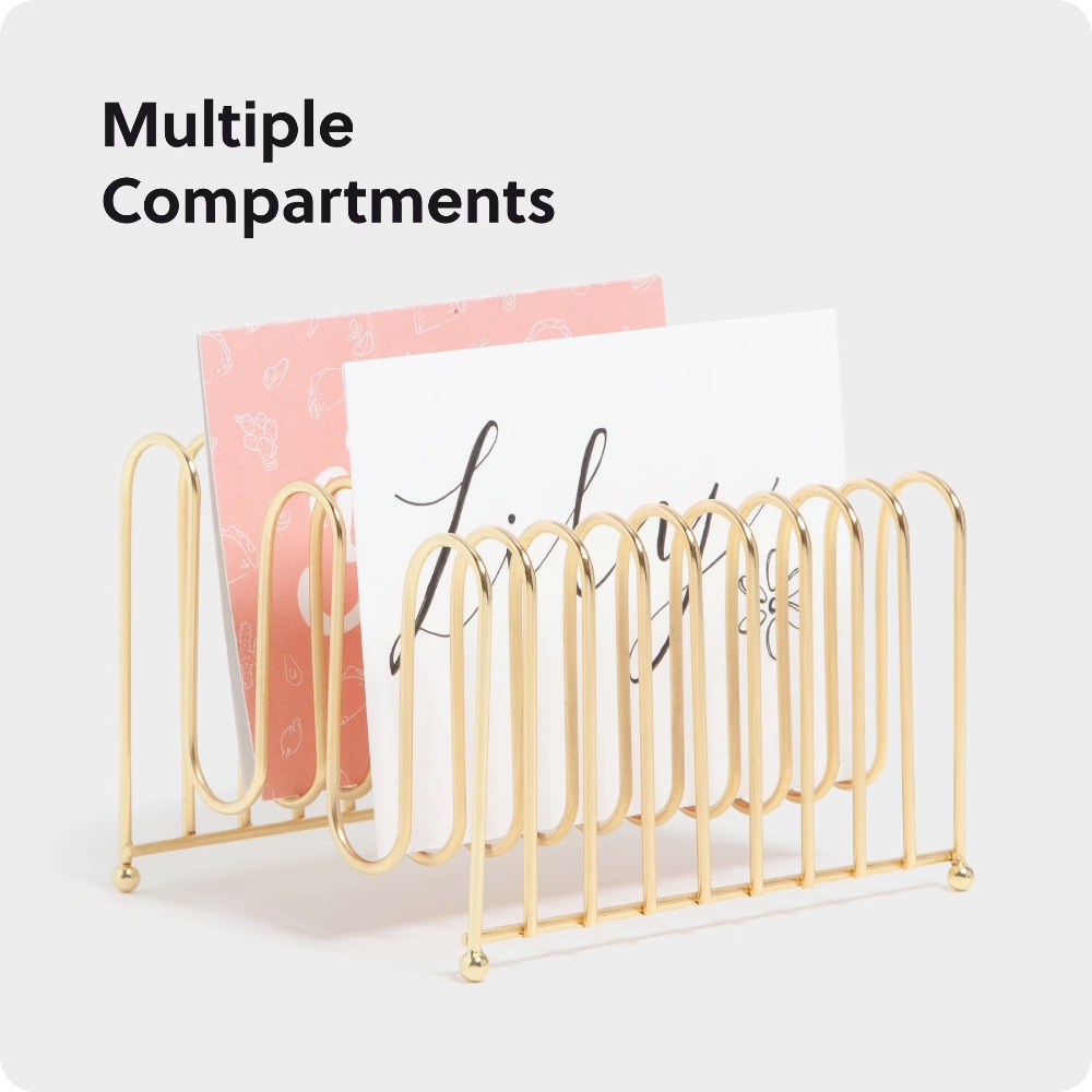 골드 색상의 벤트 와이어 데스크 오거나이저, 서류 정리 - Office Stationery And Supply 리뷰 및 가격