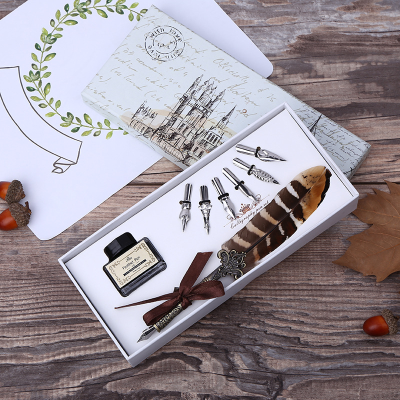 레트로 깃털 딥펜 필기 잉크 세트 예술 공예 DIY 학 - Self Inking Stamp 리뷰 및 가격